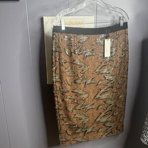 Anthropologie Byron Lars Brown and Black Patterned Pencil Skirt